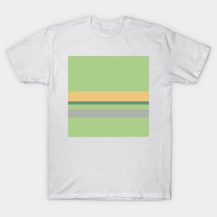 A delightful assortment of Silver Foil, Onyx, Oxley, Laurel Green and Sand stripes. T-Shirt